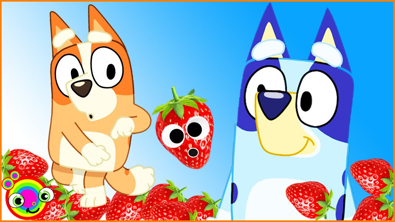 BLUEY Disney Jr ABC Kids | Fruit and Healthy eating for children with Blippi fan | min min playtime