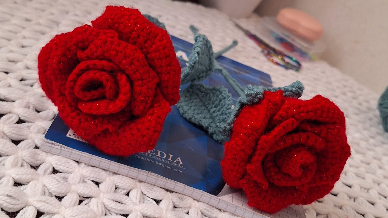 طريقة عمل وردة كروشية جورية شرح خطوة بخطوة | Crochet rose 🌹🌹