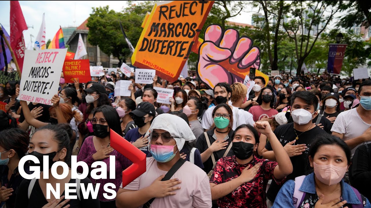 Philippines election: Hundreds protest as 