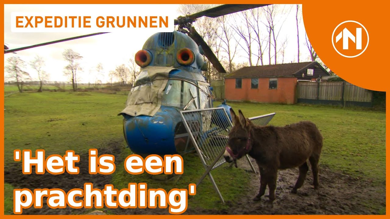 Een helikopter in de tuin in Marum