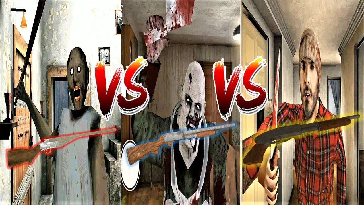 Granny's Shotgun vs Psychopath Hunt's Shotgun vs The Dark Internet's Shotgun || Horror Game
