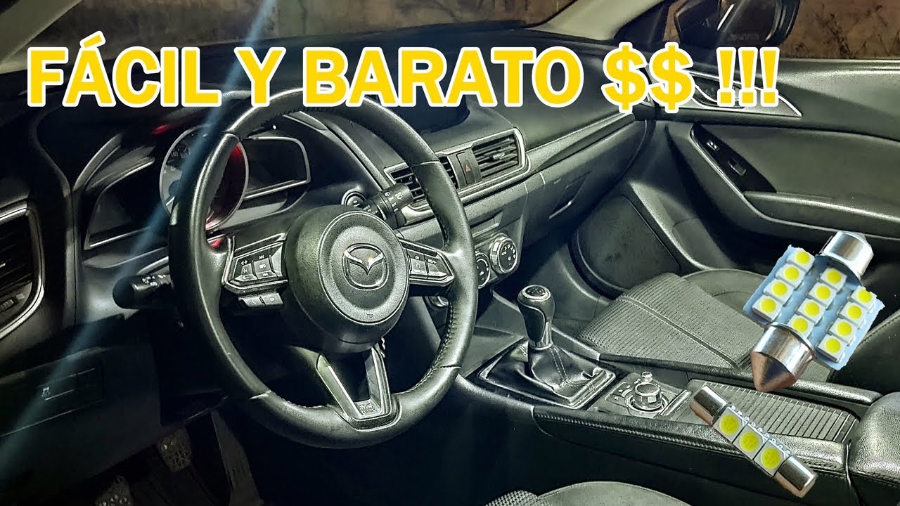 Cómo instalar LUCES LED en INTERIOR de Mazda 3! cambiar iluminación focos en auto (Tomas de noche)