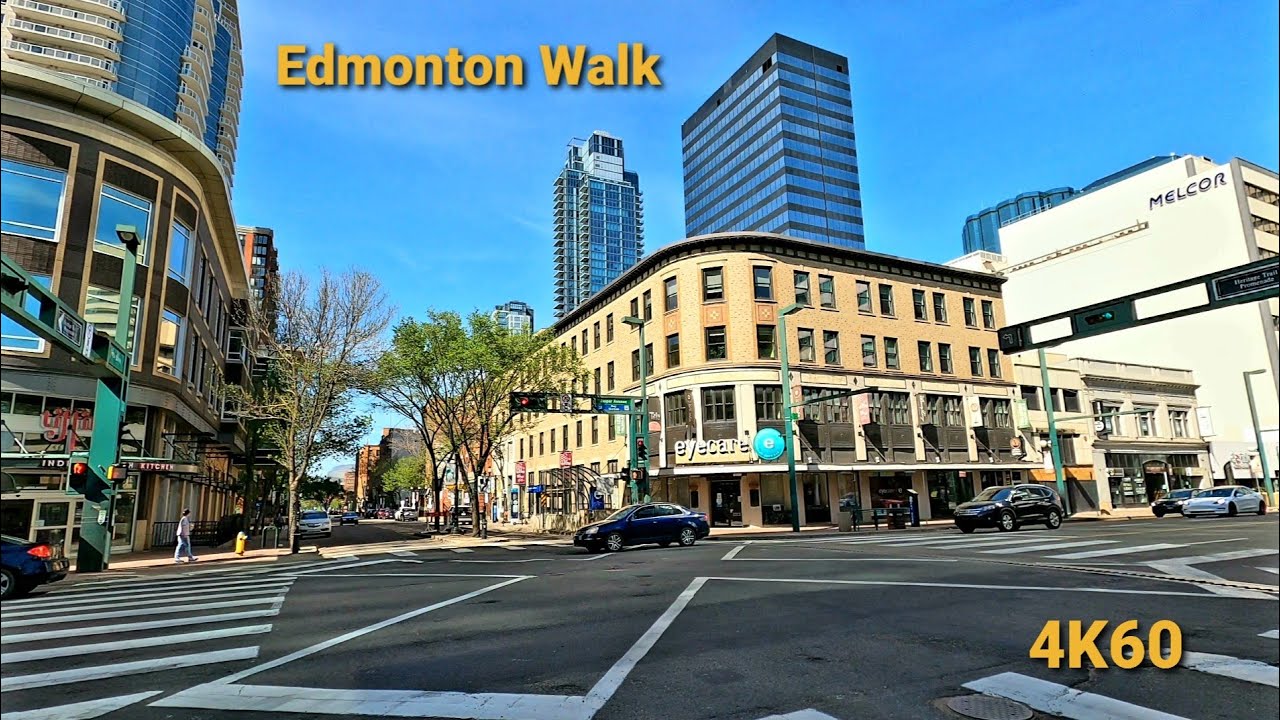 Walking in Downtown Edmonton (Jasper Avenue), AB, Canada