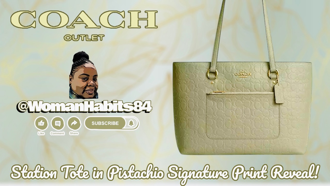 Новинка! Сумка Coach Station Tote в фисташковом цвете с фирменным принтом! 💚👜💚