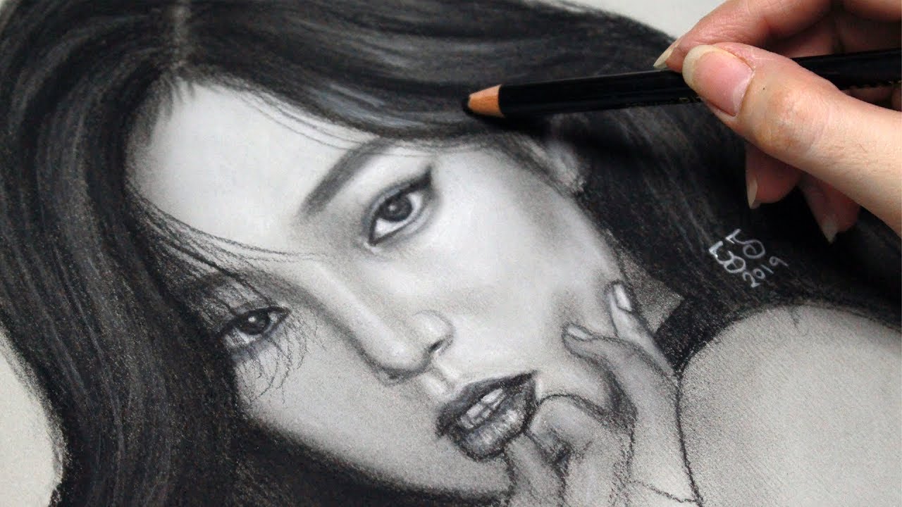 ASMR Charcoal Drawing Blackpink Jennie Kim | ASMR No Talking
