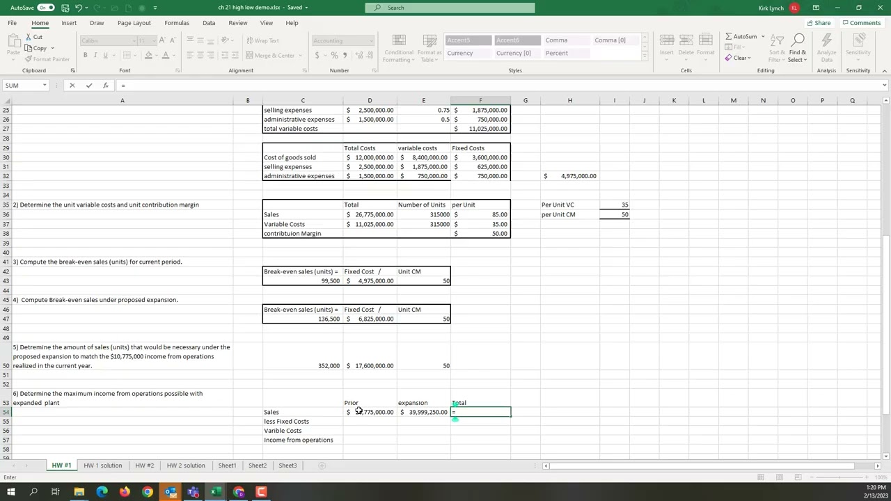 Cost Volume Profit Analysis c21 Demonstration Problem 1