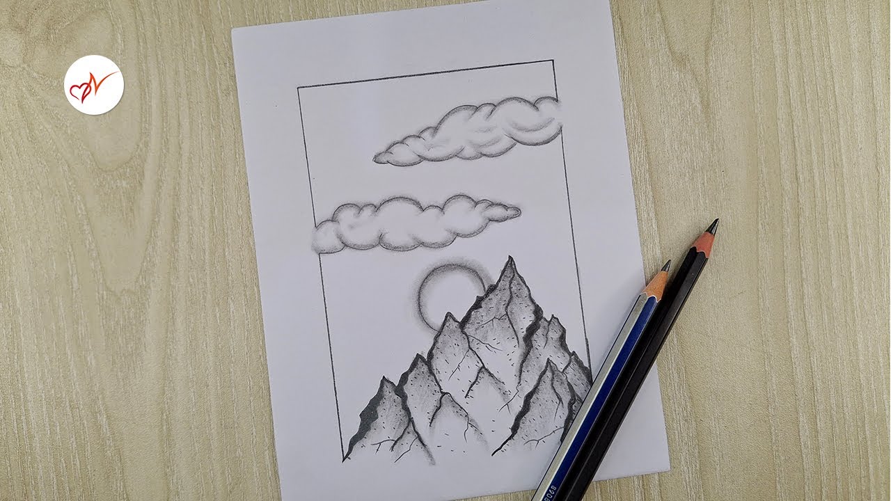 How to Draw Mountains and Clouds | Easy Pencil Shading Landscape Drawing for Beginners