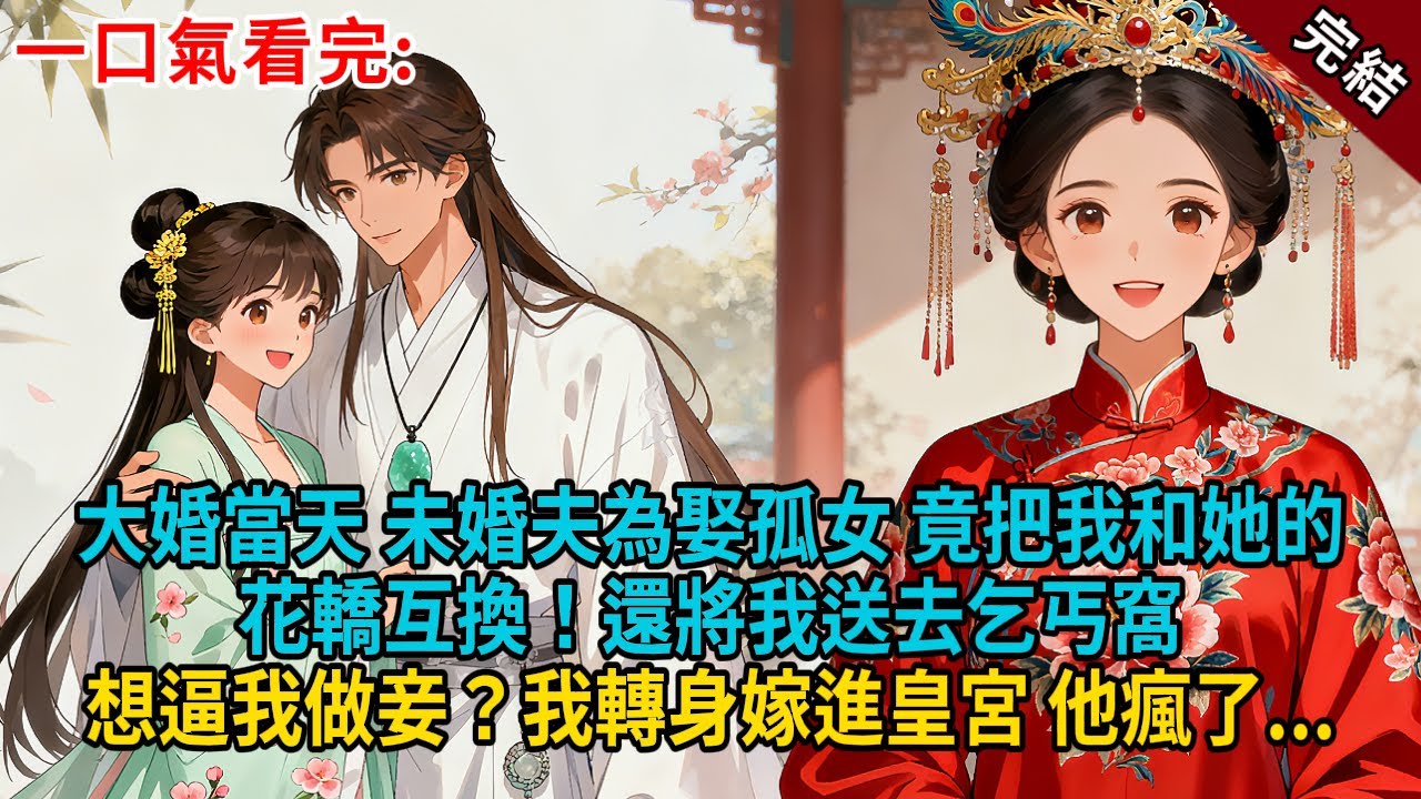 大婚當天，未婚夫為娶孤女，竟把我和她的花轎互換！還將我送去乞丐窩，想逼我做妾？我轉身嫁進皇宮，他瘋了...#古言 #完結 #大女主 #愛情