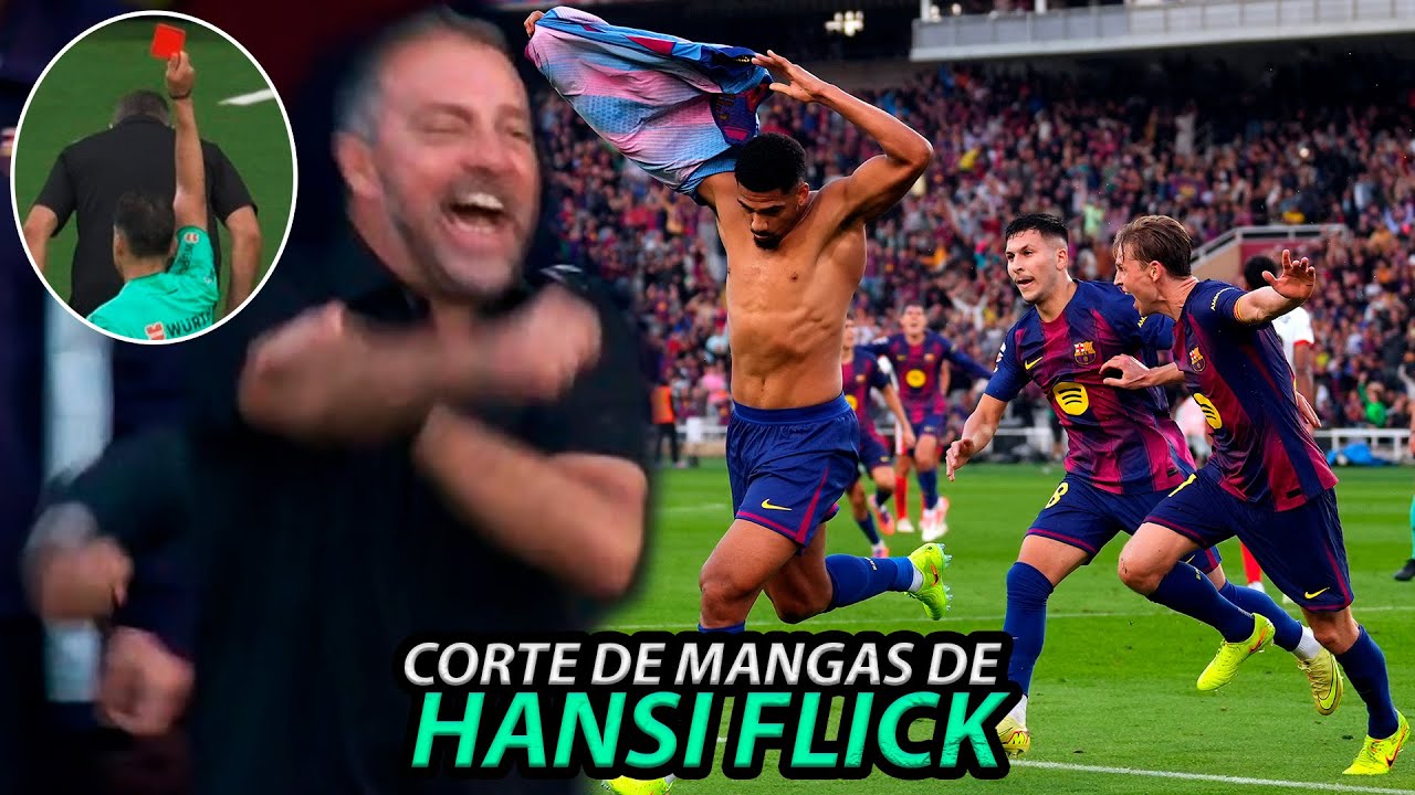 El POLÉMICO GESTO de HANSI FLICK CELEBRANDO el AGÓNICO GOL del BARCA con un “C0RTE de M4NGAS”