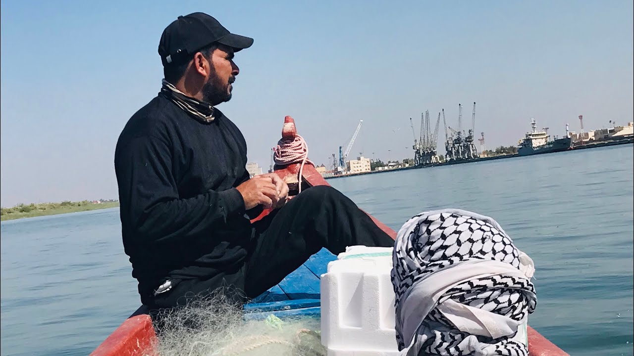 صيد السمك الصبور في البصرة شط العشار الصياد سيد حيدر الغالبي