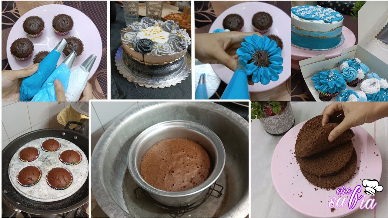 without oven 1 pound chocolate sponge cake recipe and cupcakes recipe by Vlogs with Safia