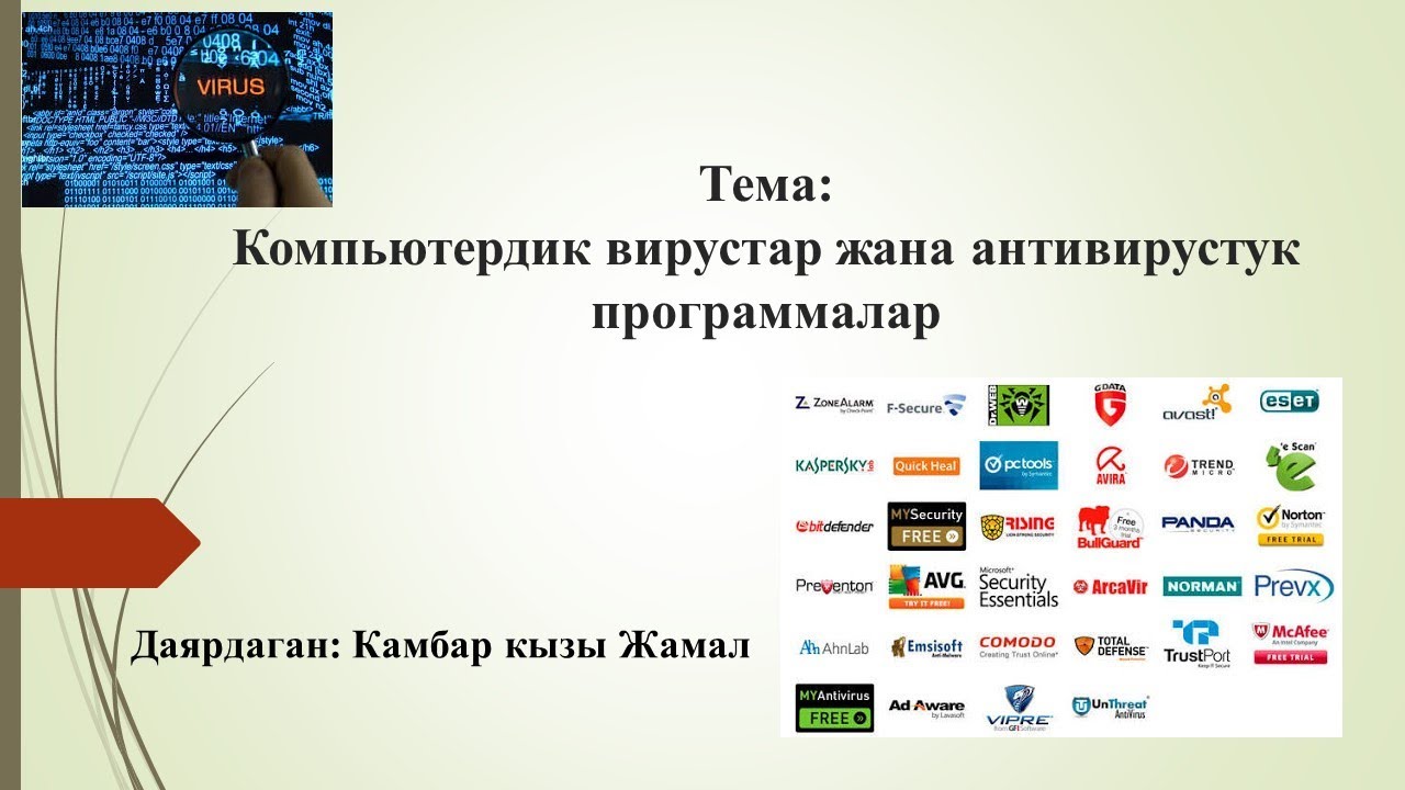 Компьютердик вирустар жана антивирустук программалар