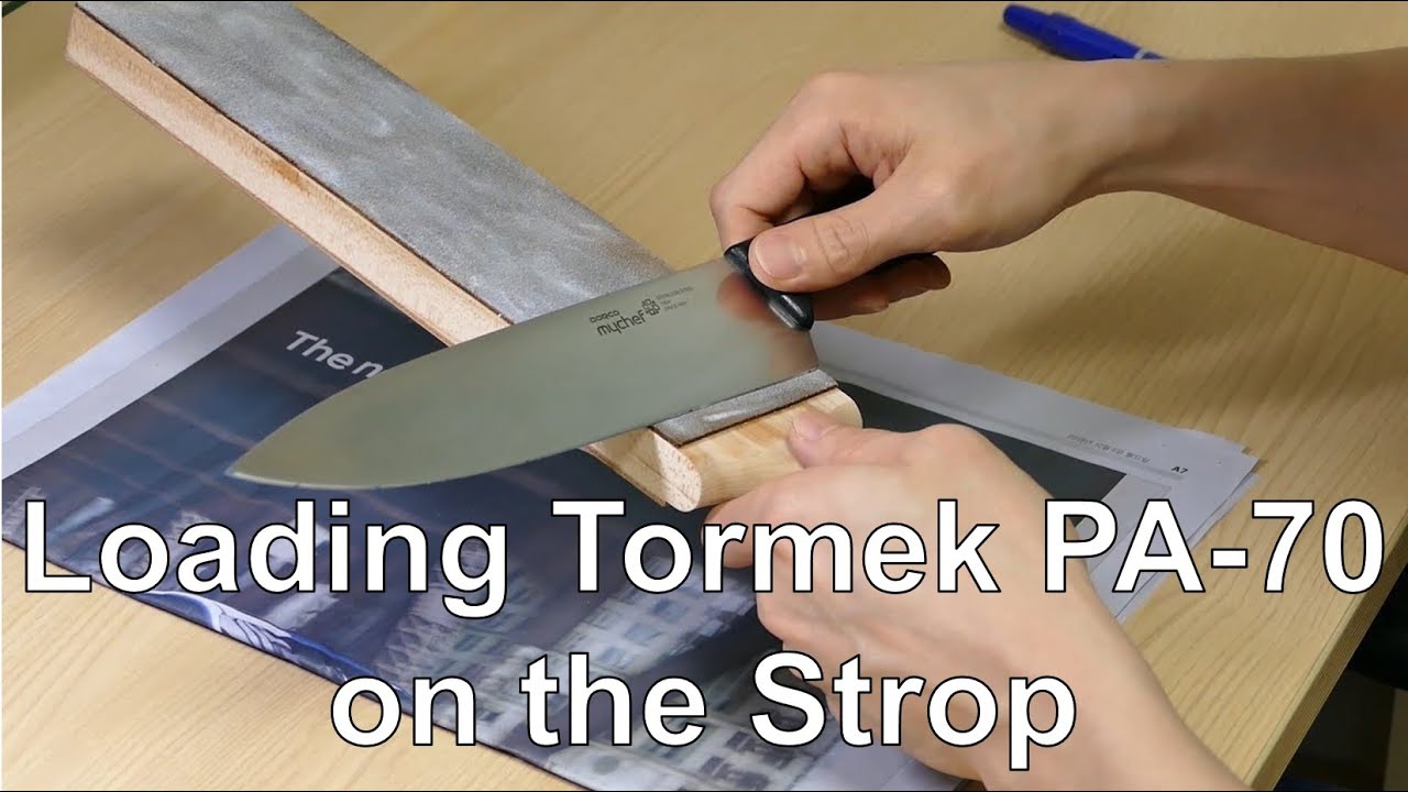 Loading Tormek PA-70 on the Leather Strop