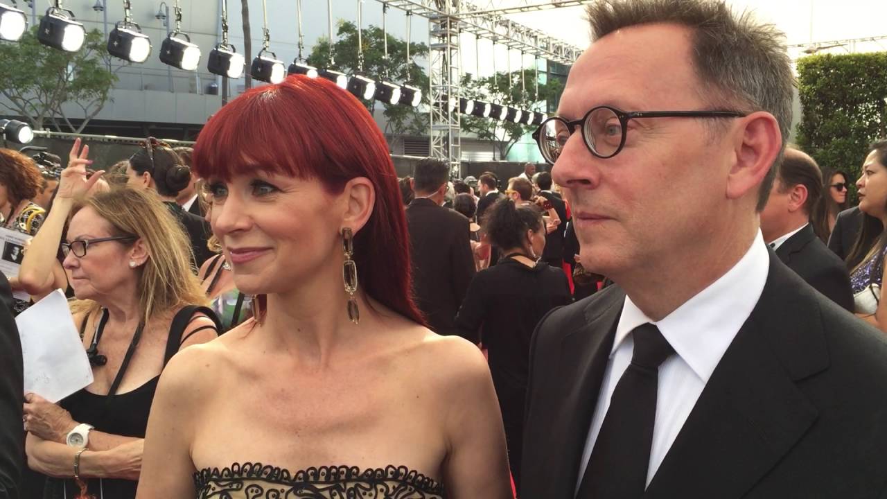 Carrie Preston ('The Good Wife') and Michael Emerson ('Lost') on 2016 Creative Arts Emmys red carpet