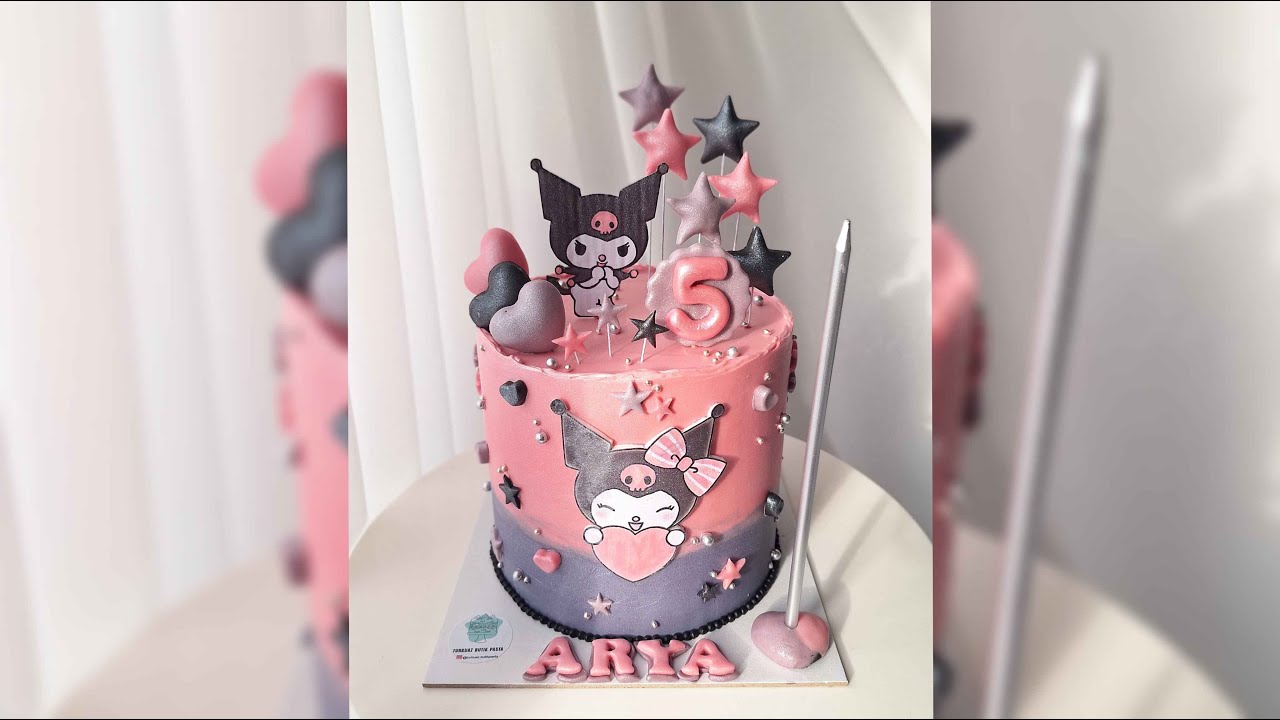 KUROMİ PASTA Katlandırma ve Figür Yapılışı #pastasüsleme #kuromi #doğumgünü #butikpasta