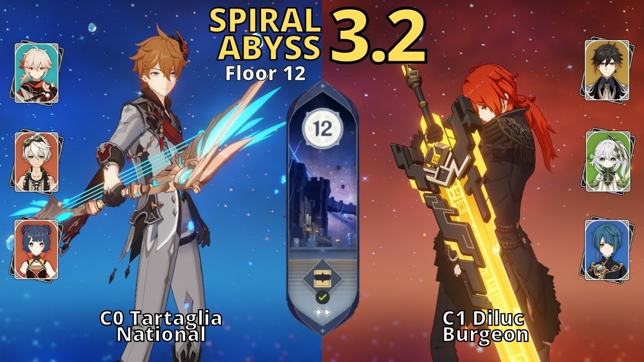 C0 Childe/Tartaglia National & C1 Diluc Burgeon | Spiral Abyss 3.2 | Floor 12 | Genshin Impact