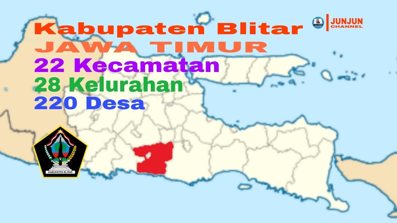 Kabupaten Blitar, Jawa Timur, 22 Kecamatan, 28 Kelurahan, 220 Desa