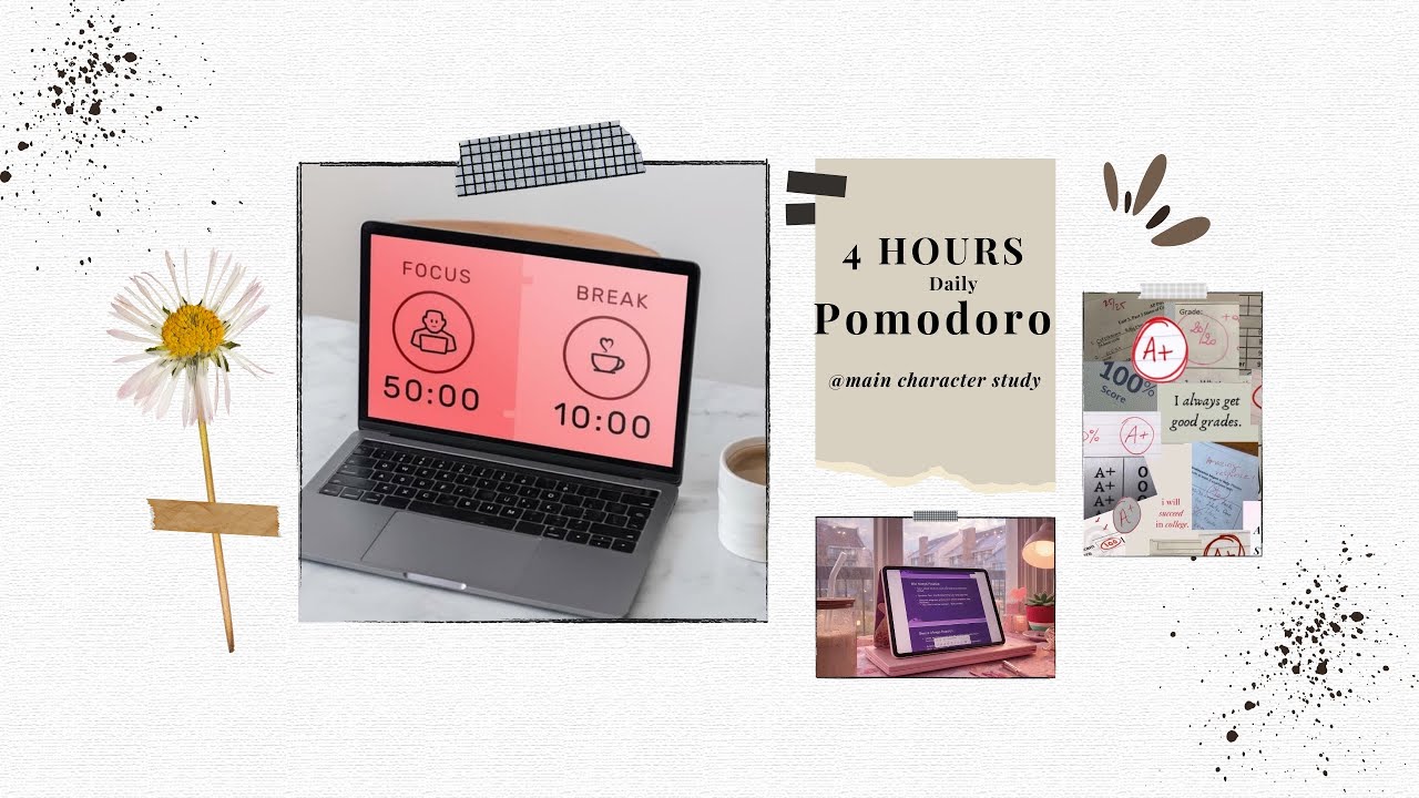 4 hour study| 50/10 Pomodoro Timer | Real Time | No Music 