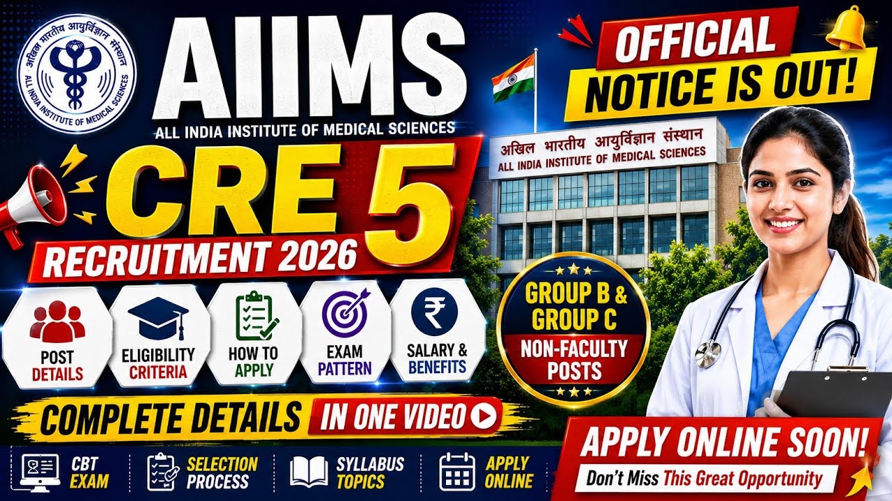Aiims CRE 5 exam 2026 Official Notification out 💥🔥| All details here