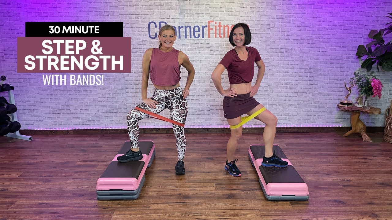 30 MIN STEP AND STRENGTH WORKOUT WITH MINI BANDS