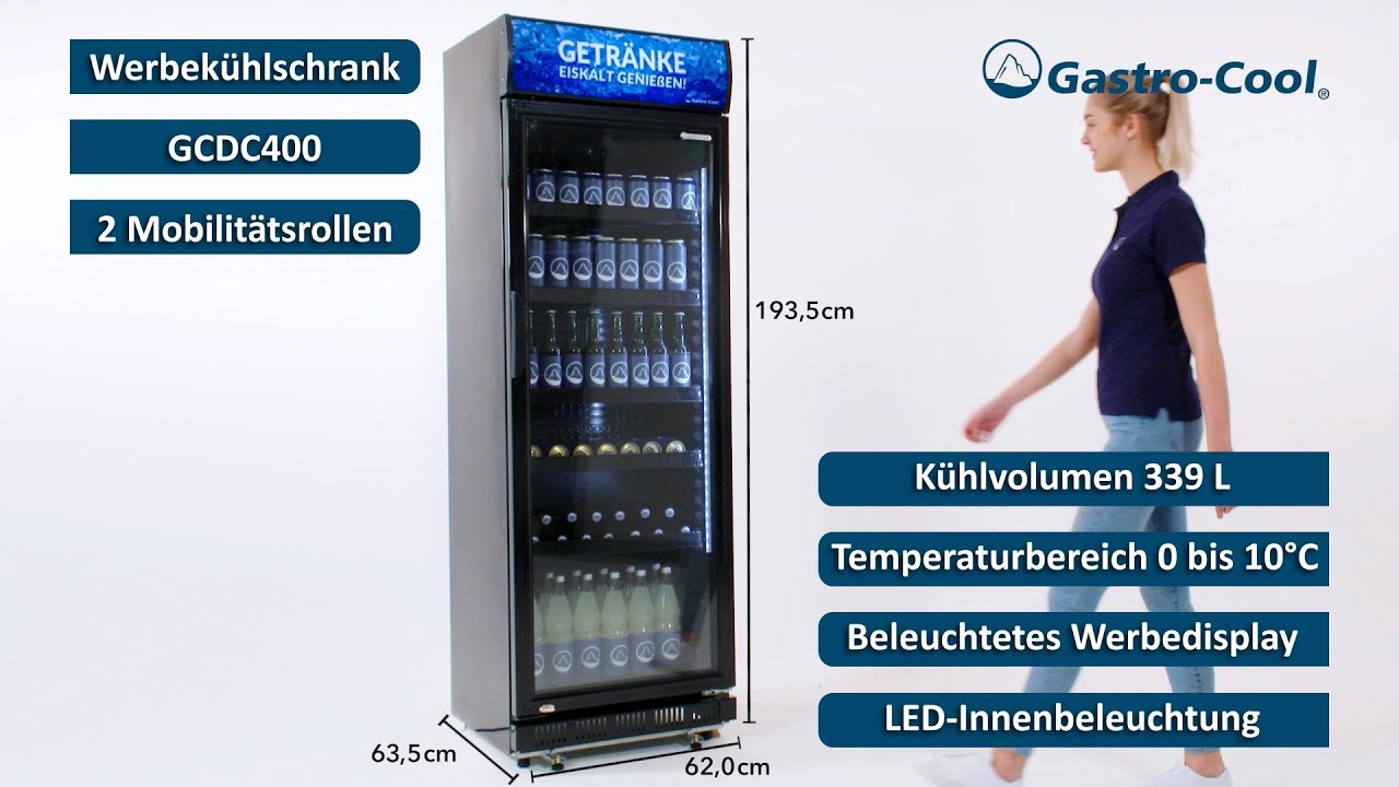 Werbekühlschrank - groß - schwarz - GCDC400 - 114201