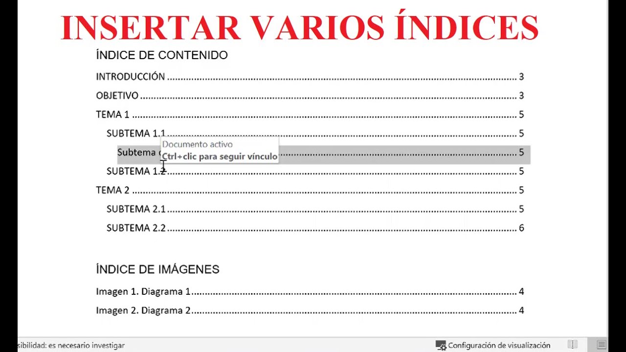 Como insertar varios índices en un documento de Word para Tesis (365, 2016)  2024 Fácil y rápido