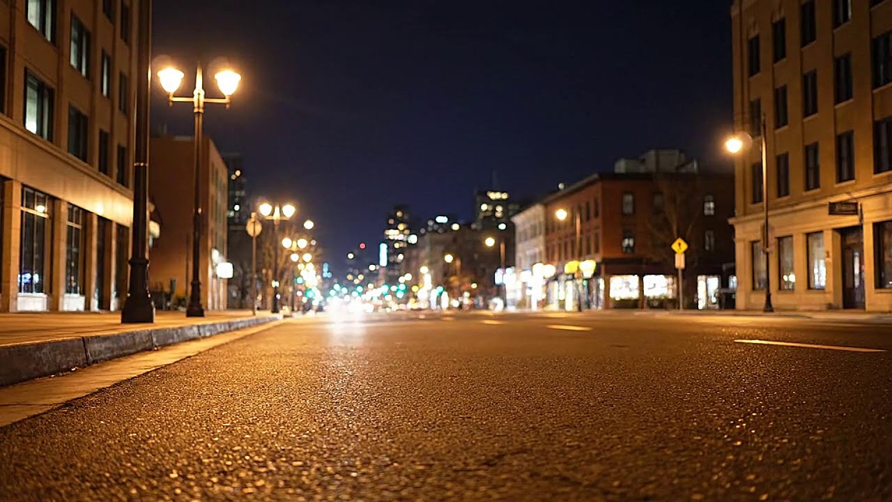 Peaceful City Night Ambience with Empty Streets and Silence