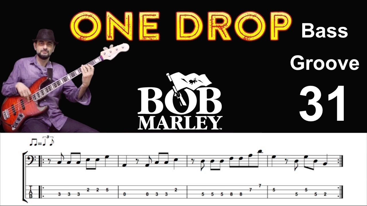 ONE DROP (Bob Marley) How to Play Bass Groove Cover with Score & Tab Lesson