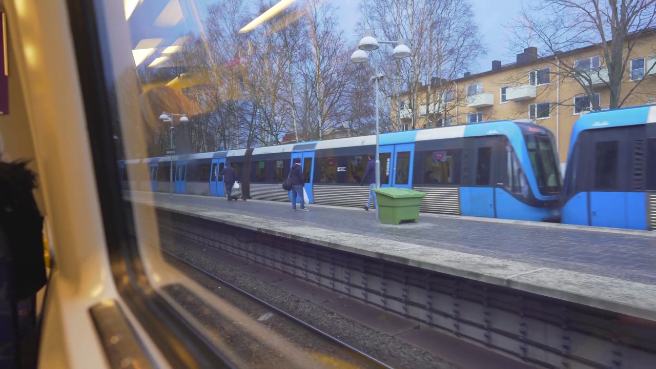 Sweden, Stockholm subway ride from Farsta Centrum to T-Centralen
