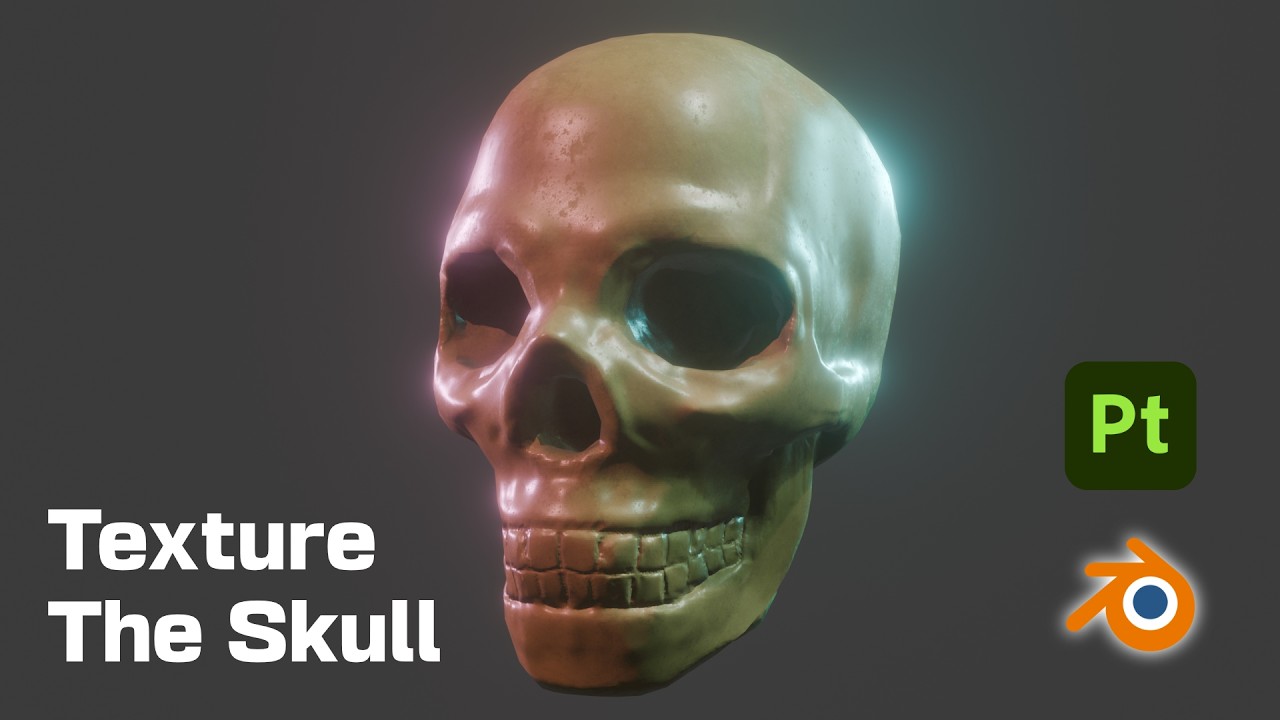 Развертка UV-координат, запекание и текстурирование черепа — полный рабочий процесс в Blender и S...