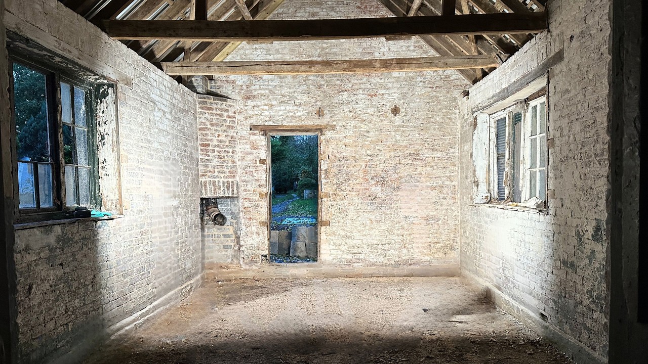 Abandoned 100 Year Old Workshop Renovation - Limewash and Gutters