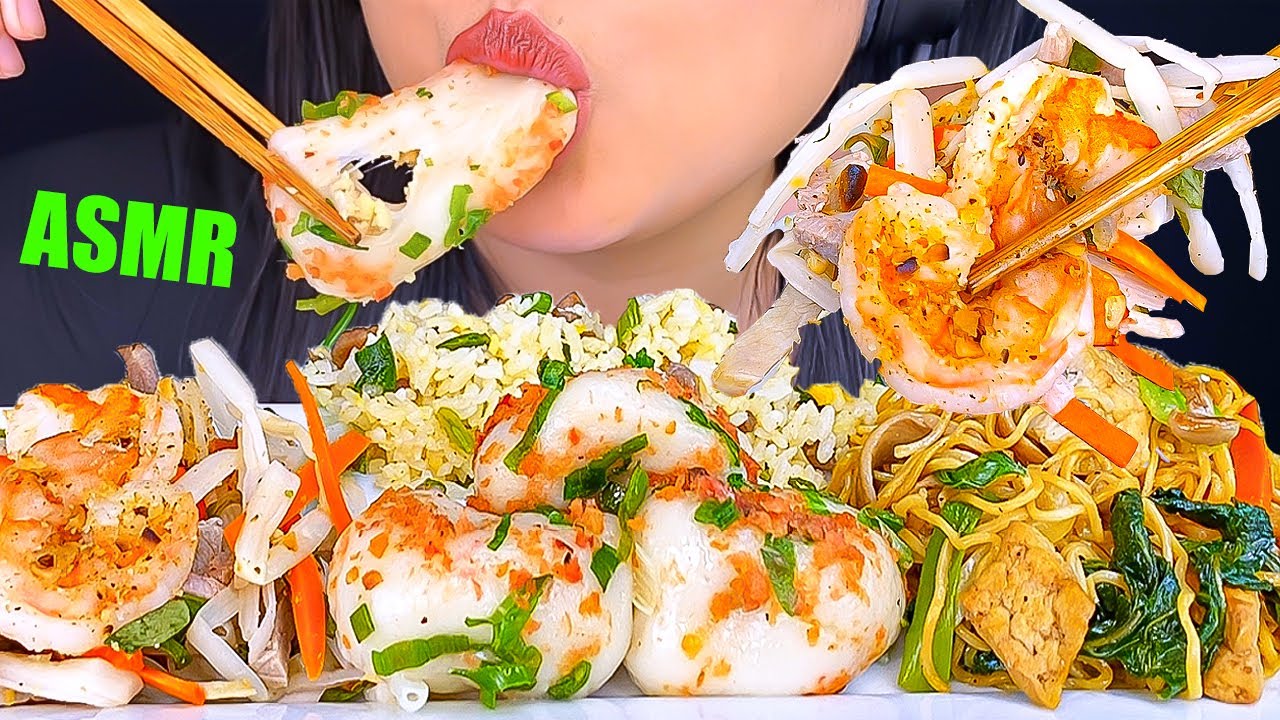 ASMR SOFT STICKY RICE BALLS & CRUNCHY LOTUS ROOT #asmr #food #mukbang
