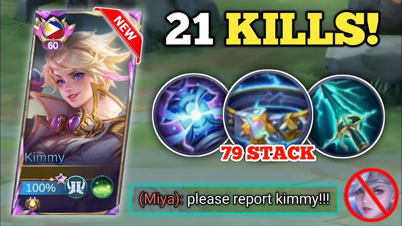 21 KILLS! KIMMY WITH 79 STACK THUNDERBELT! (so broken!💀) | KIMMY BEST BUILD -MLBB
