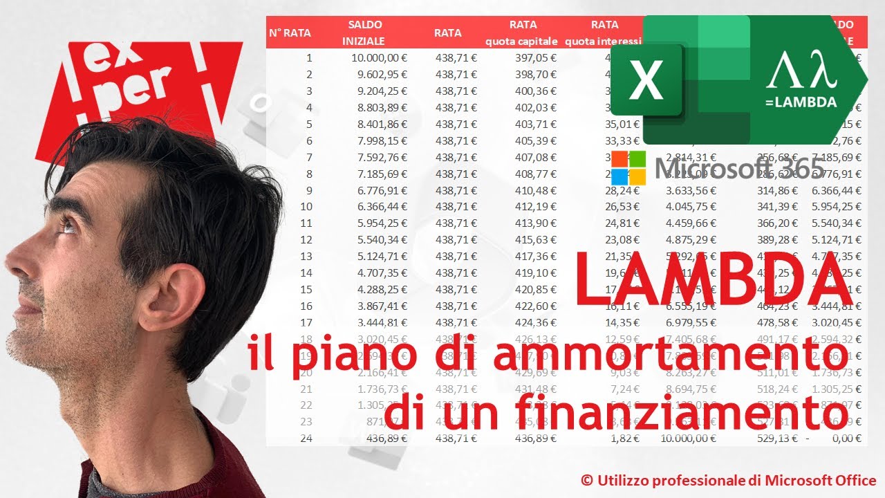 EXCEL - TRUCCHI E SEGRETI: 🚀 LAMBDA oltre ogni limite: il piano di ammortamento di un finanziamento
