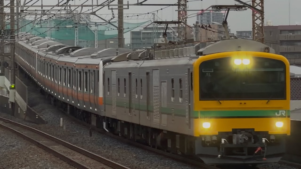 【4K高画質】【E233系P523編成＋青666編成　AT出場配給（機器更新）】クモヤE493系ｵｸ02編成＋E233系0番台ﾄﾀ車4両＋6両が西浦和駅を通過！（配9734M）2026.2.16