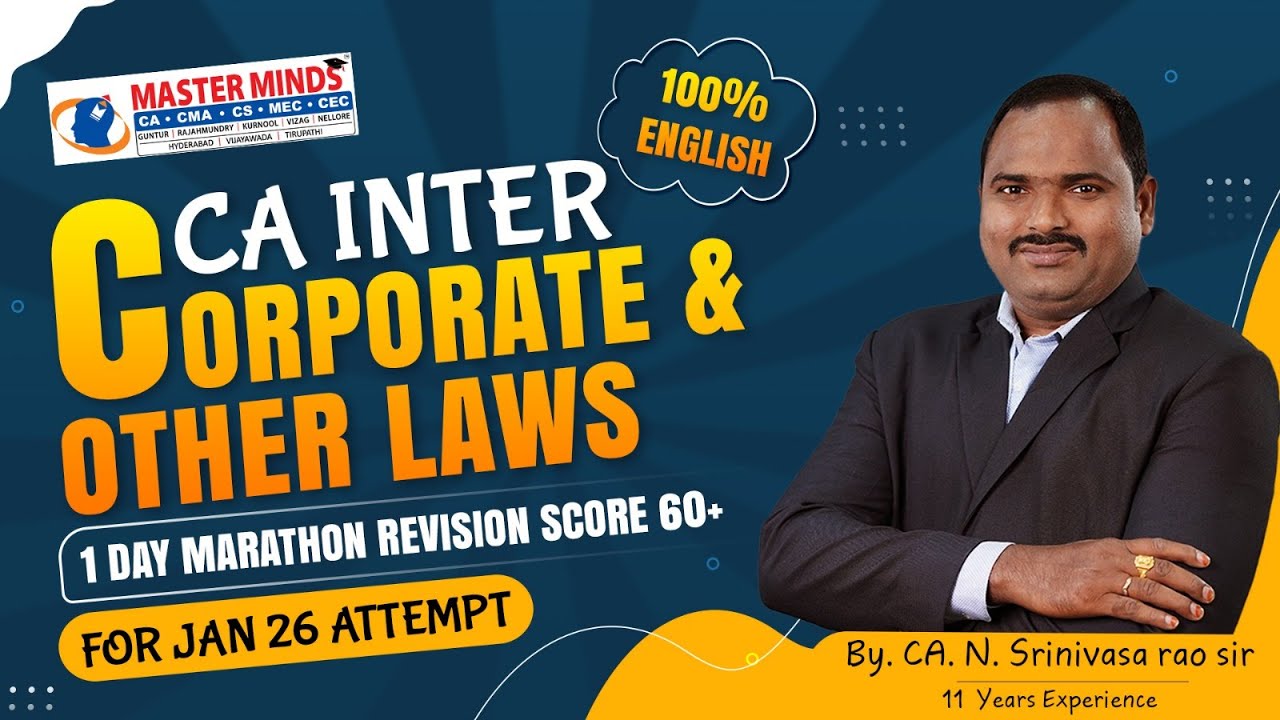 CA Inter Corporate & Other Laws Marathon Revision classes | For Jan 2026 Attempt