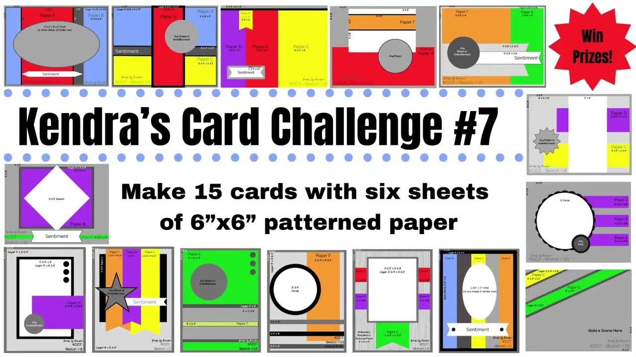 Kendra&rsquo;s Card Challenge #7 - Make 15 Cards with 6&rdquo;x6&rdquo; paper & win prizes!