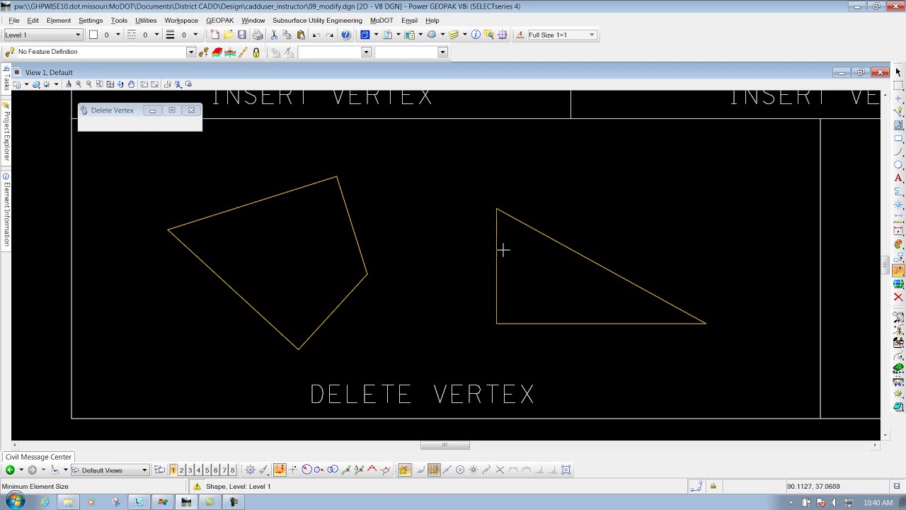 MicrostationV8I SS4 9.13 Delete Vertex
