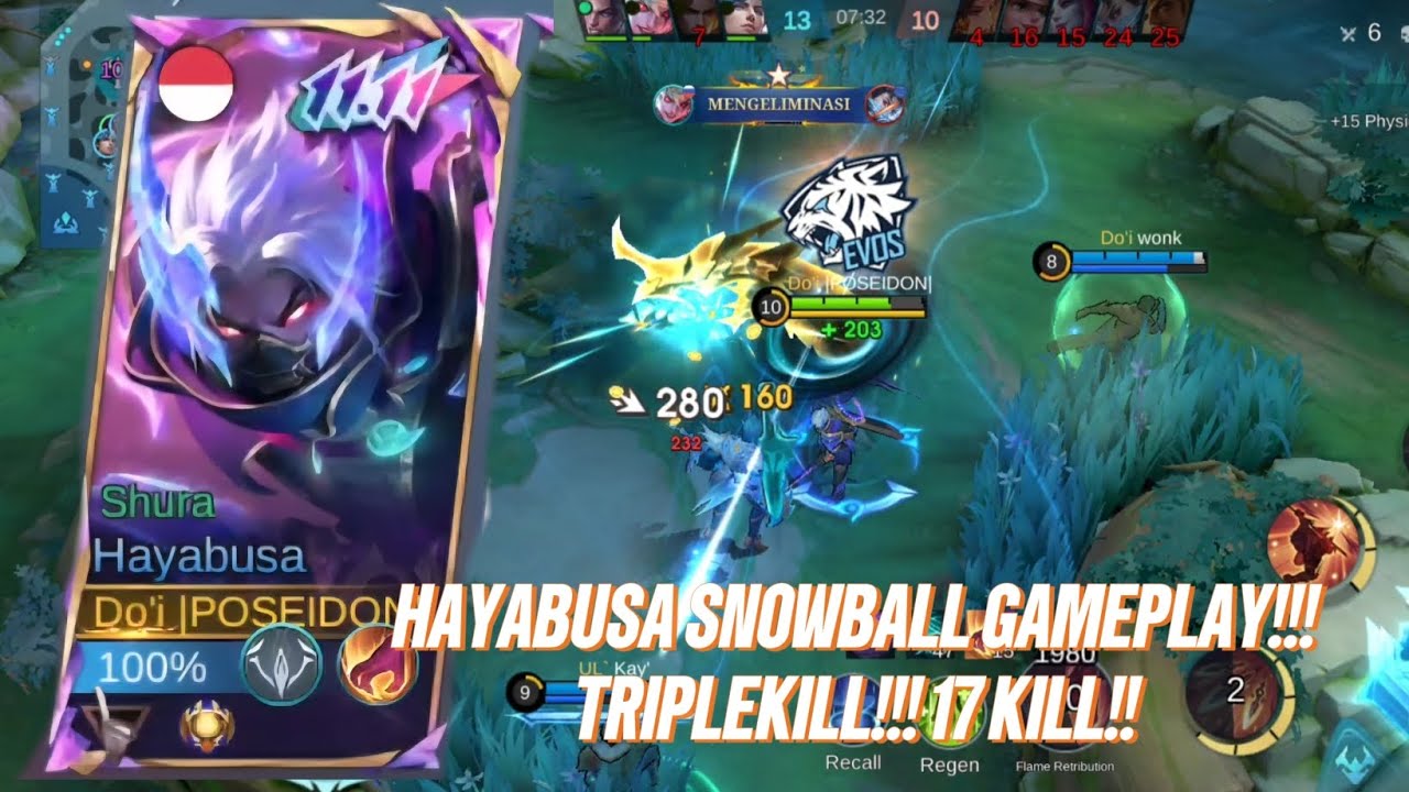 HAYABUSA SNOWBALL GAMEPLAY!!! TRIPLEKILL!!! 17 KILL!! - Mobile Legends