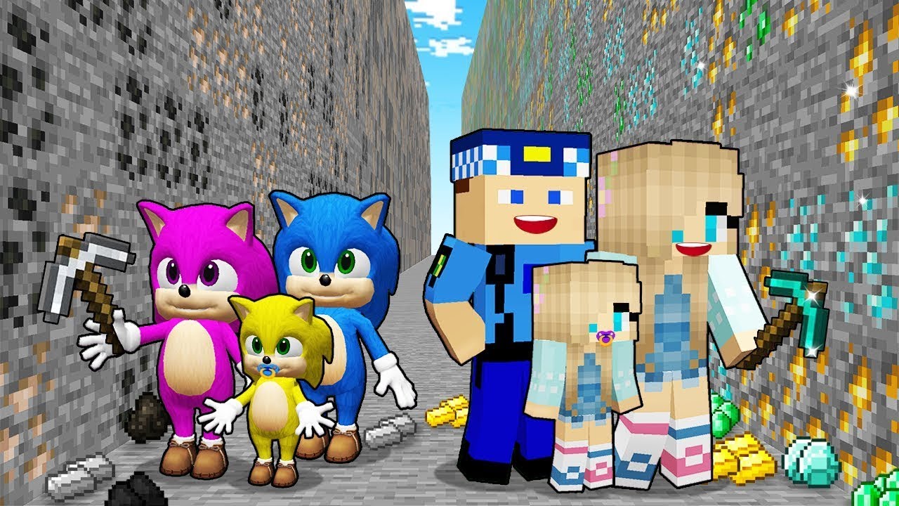 BEBEK SONİC AİLE VS BERCA AİLE  MADEN KAPIŞMASI FİLMİ! -Minecraft