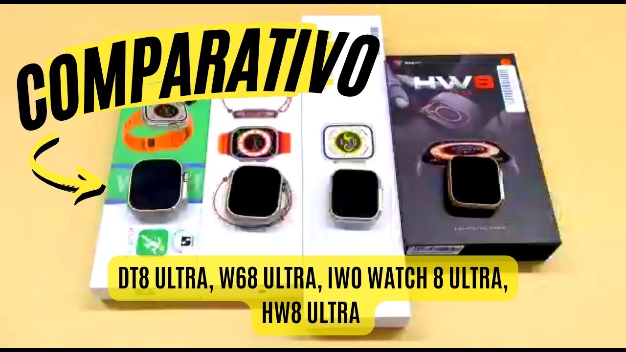 Comparativo DT8 ULTRA, W68 ULTRA, IWO WATCH S&eacute;rie 8 ULTRA e HW8 ULTRA #aliexpress  #applewatchultra
