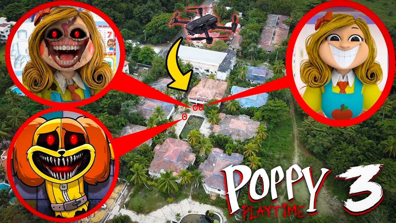 DRONE CATCHES MONSTER DOGDAY DEATH SCENE, MISS DELIGHT & EVIL MISS DELIGHT AT POPPY PLAYTIME ISLAND!