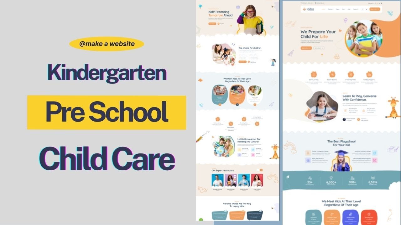 Make Kindergarten,  Pre School Website | Child Care, Nursery School Website Template | Kidsa Theme
