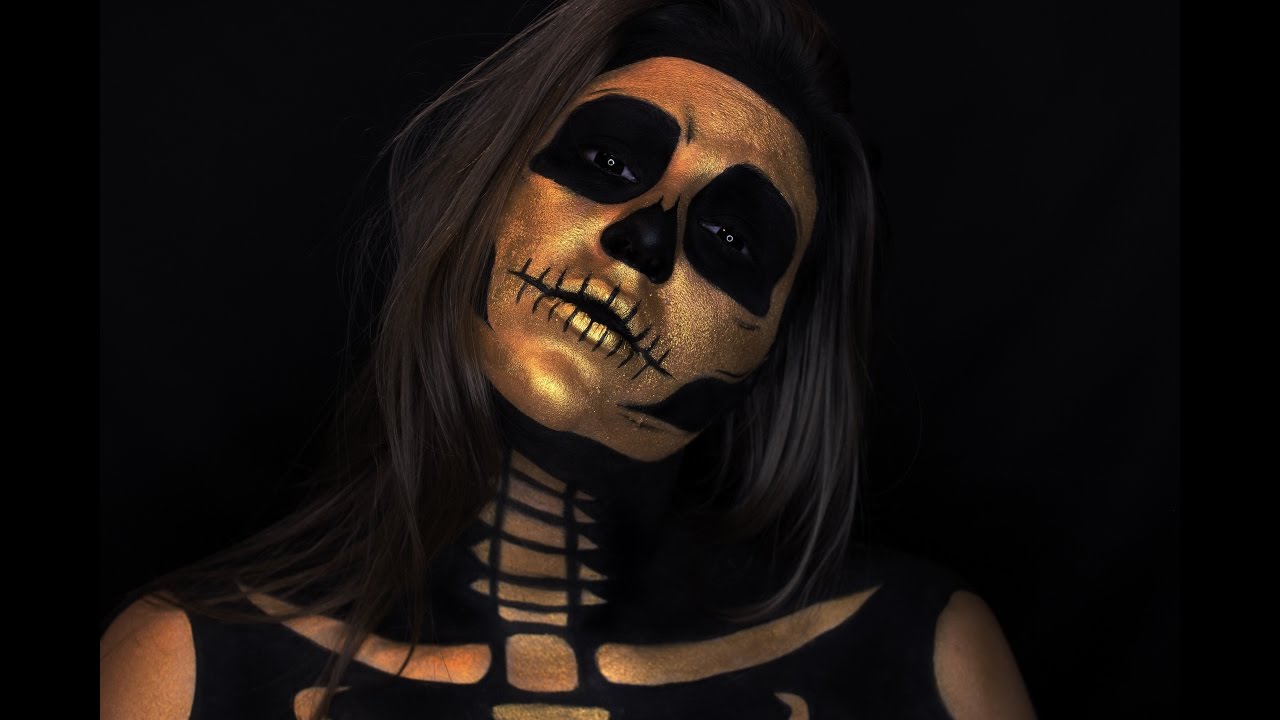 Metallic Gold Skull Halloween Tutorial | EMILY LOUISE