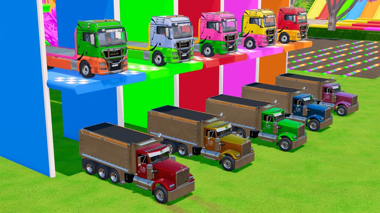 Colorful Garage FS22 - Water Tank Truck With Man Flatbed Trailer