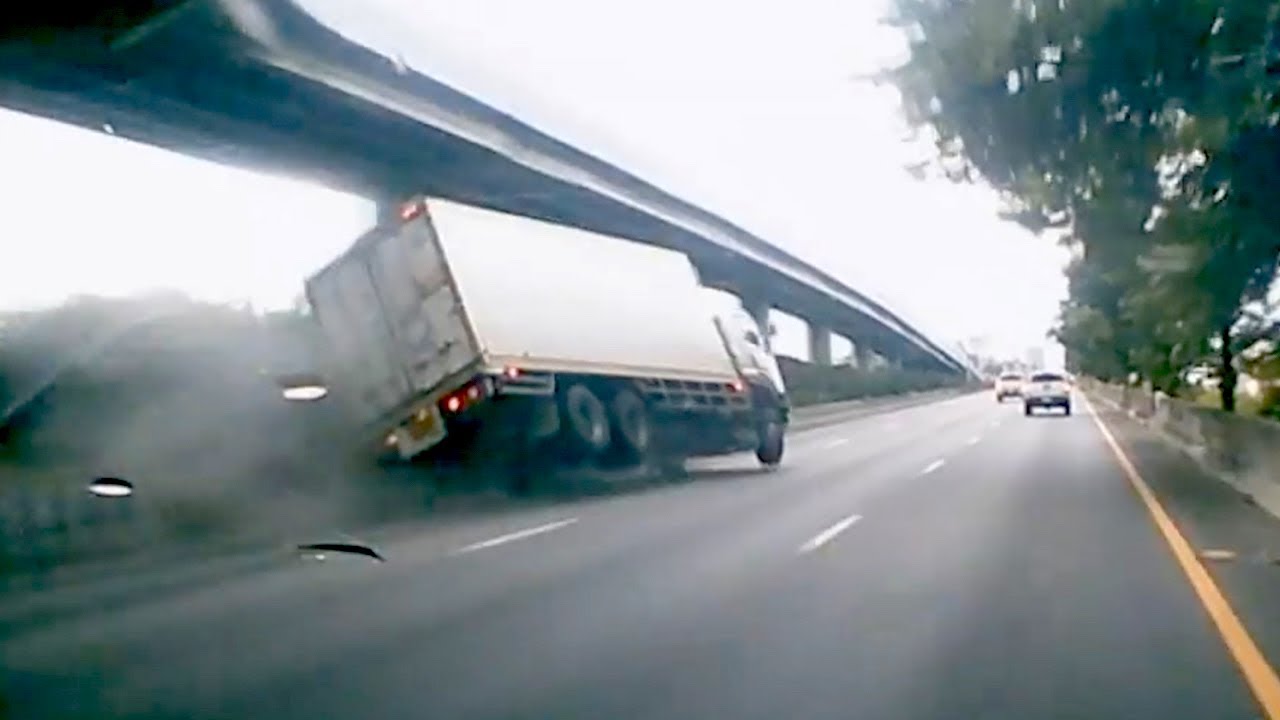 Truck Flips Over After Driver 'Falls Asleep'