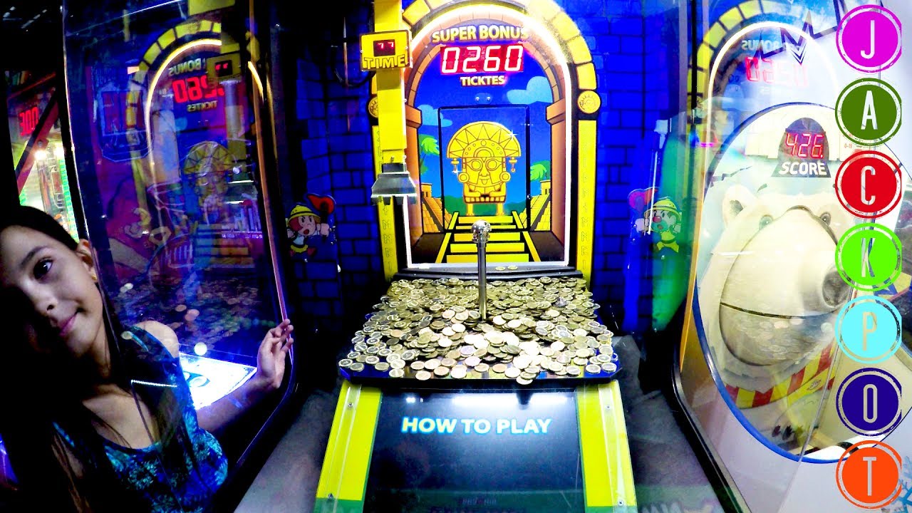 Jackpot Coin Pusher Golden Empire Arcade Game Ticket Battle!