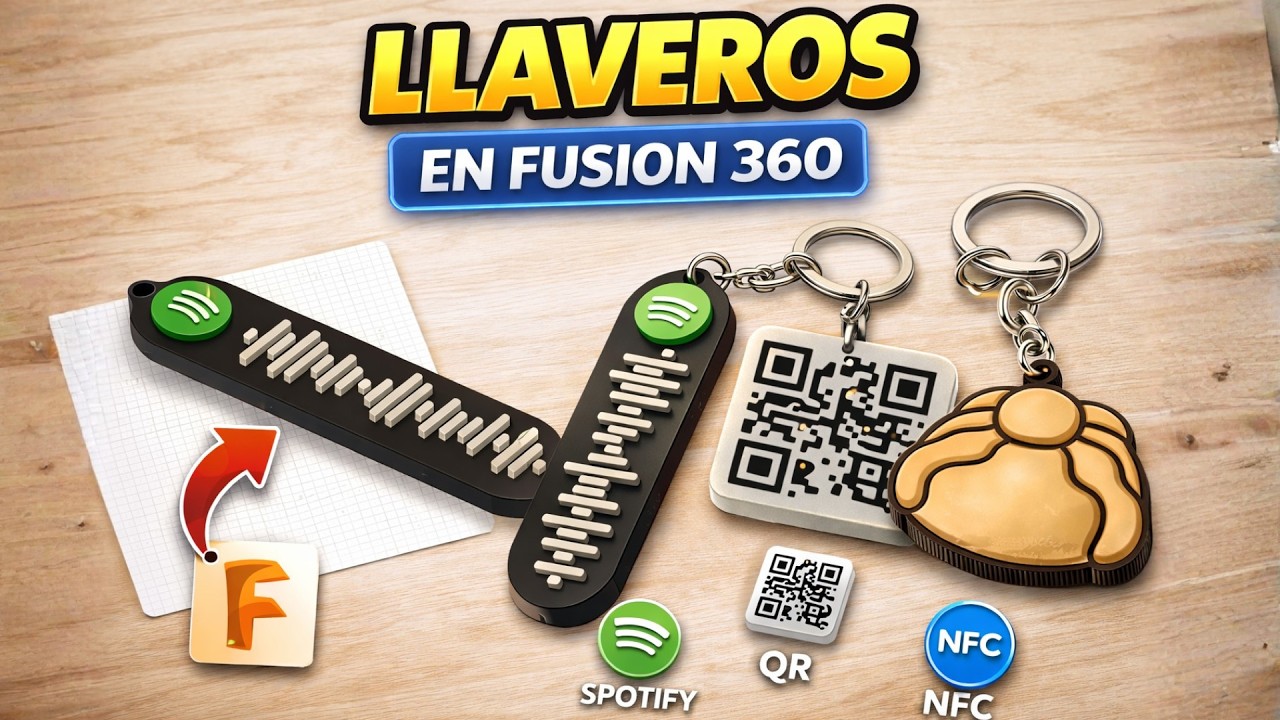 Cómo Diseñar 3 Llaveros Increíbles en Fusion 360 (Spotify, QR y NFC) | Tutorial Paso a Paso