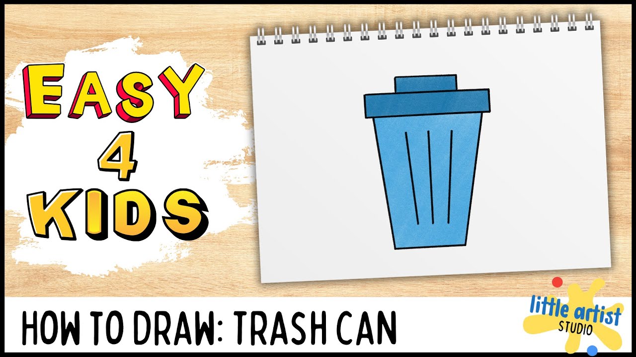 HOW TO DRAW A TRASH CAN Step by Step (Easy directions for little kids to learn and remember!)