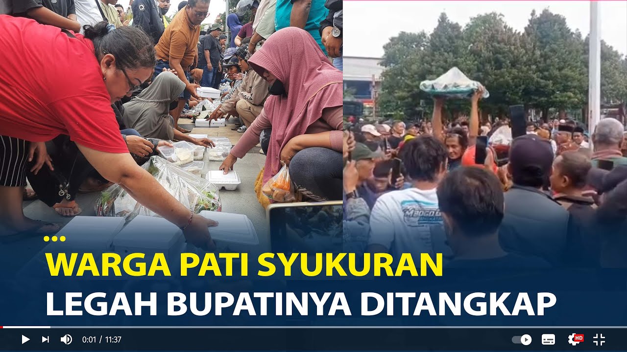Lega Sudewo Jadi Tersangka, Ribuan Warga Pati Syukuran Potong Tumpeng di Alun alun